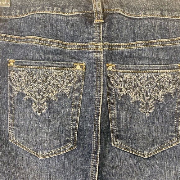 WHBM Jean Mini Skirt With Jeweled Embellishments Western Concert Country Size 0 - Picture 5 of 10
